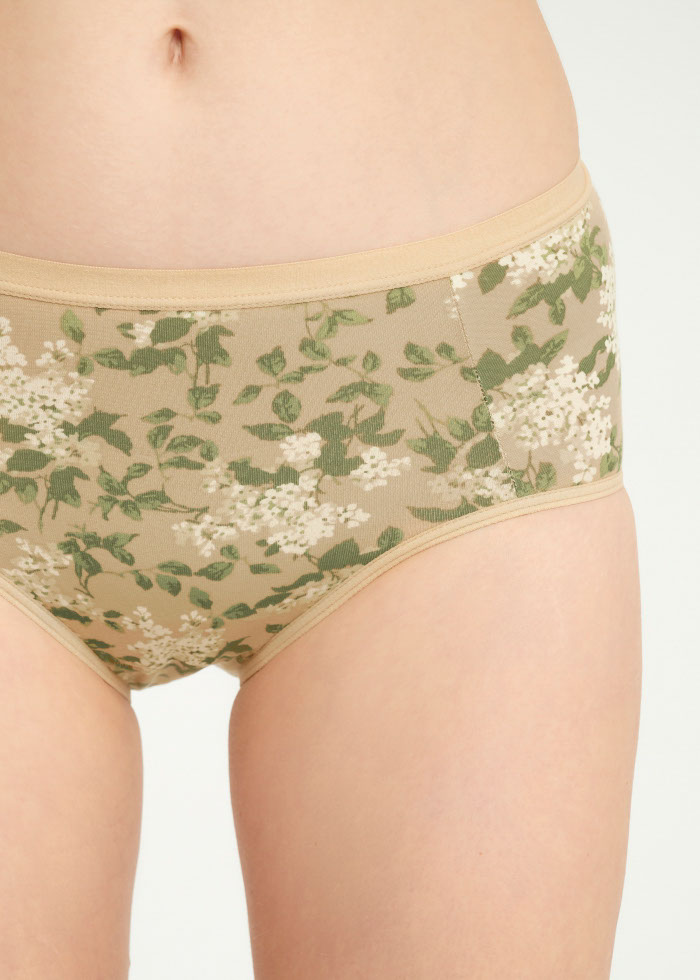 Tranquil Garden．High Rise Cotton Brief Panty(Luxuriant Pattern)
