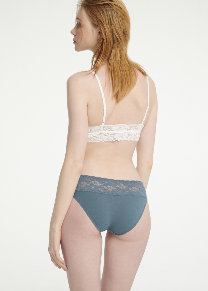 Tranquil Garden．Low Rise Cotton Stretch Lace Waist Brief Panty(Tapestry)