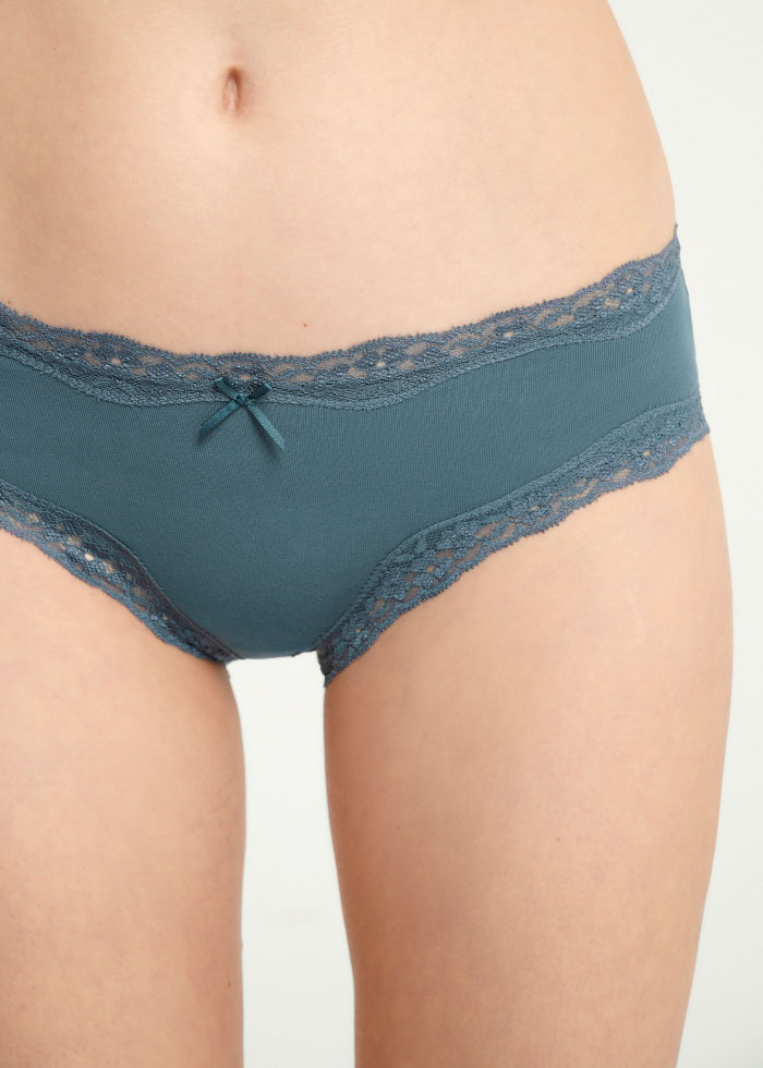 Tranquil Garden．Mid Rise Cotton Lace Trim Hipster Panty(Tapestry)
