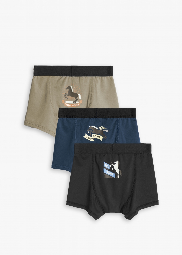 (3-Pack)Moisture-Wicking Collection．Boys Trunk Underwear（Black / Reflecting Pond / Seneca Rock）