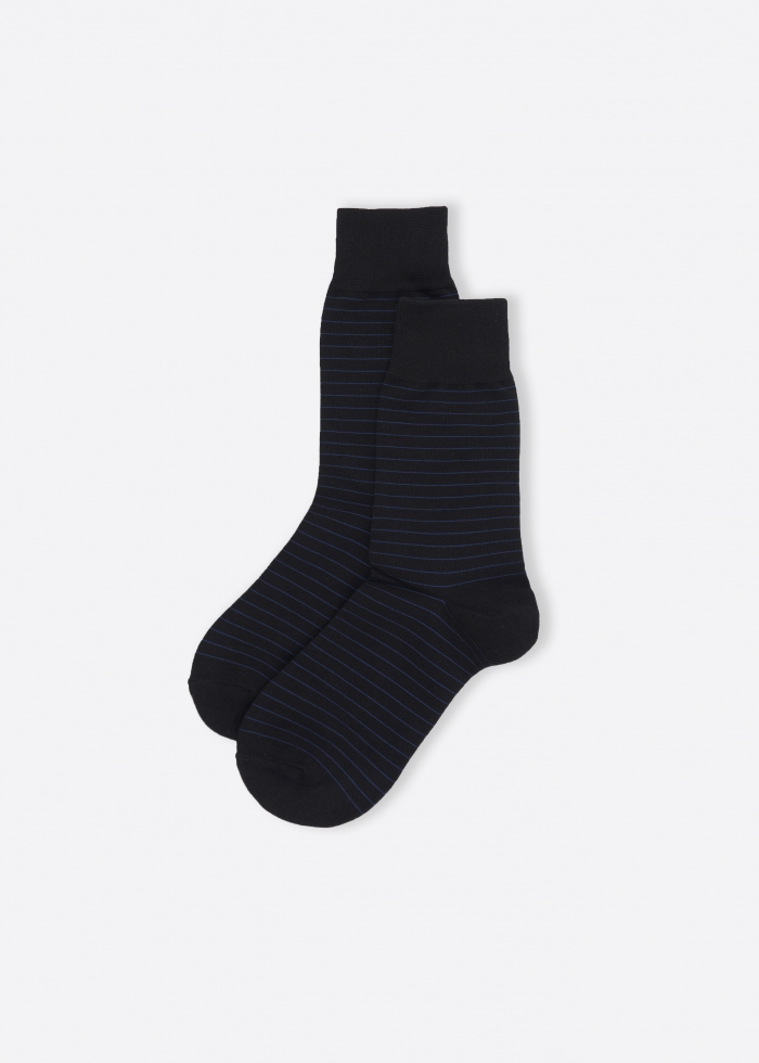 Inception．Men Mid Calf Socks（Blue Stripe）