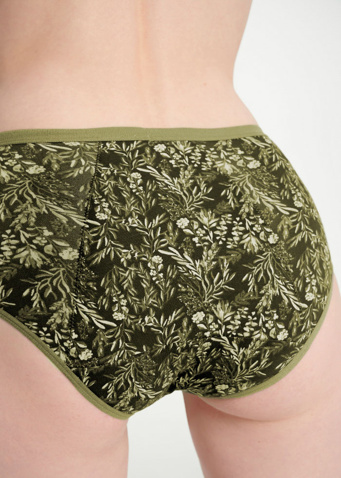 Sunshine Garden．High Rise Cotton Period Brief Panty(Luxuriant Pattern)