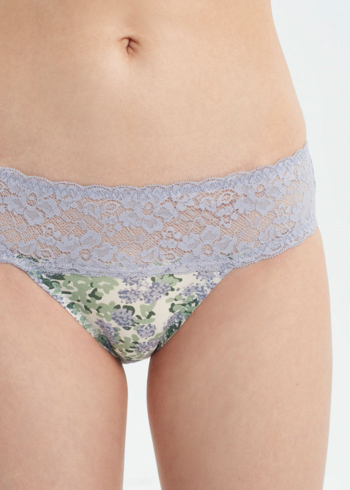 Harvest Moon．Mid Rise Cotton Stretch Lace Waist Brief Panty(Vintage Check Pattern)