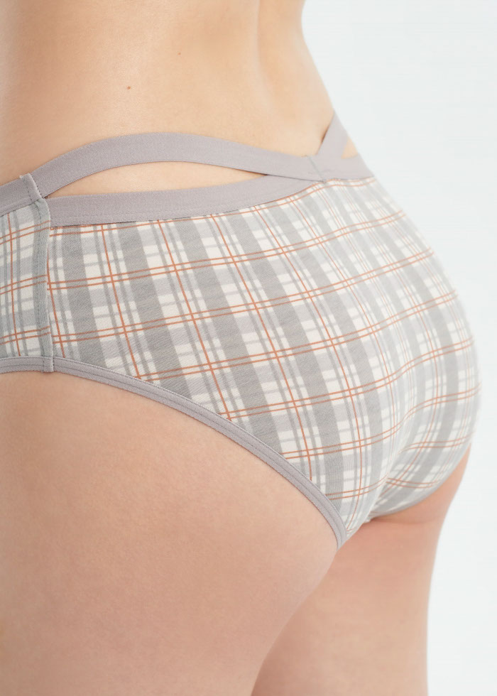 Harvest Moon．Mid Rise Cotton Crossed Back Brief Panty(Moon Mist - Countryside Bow)