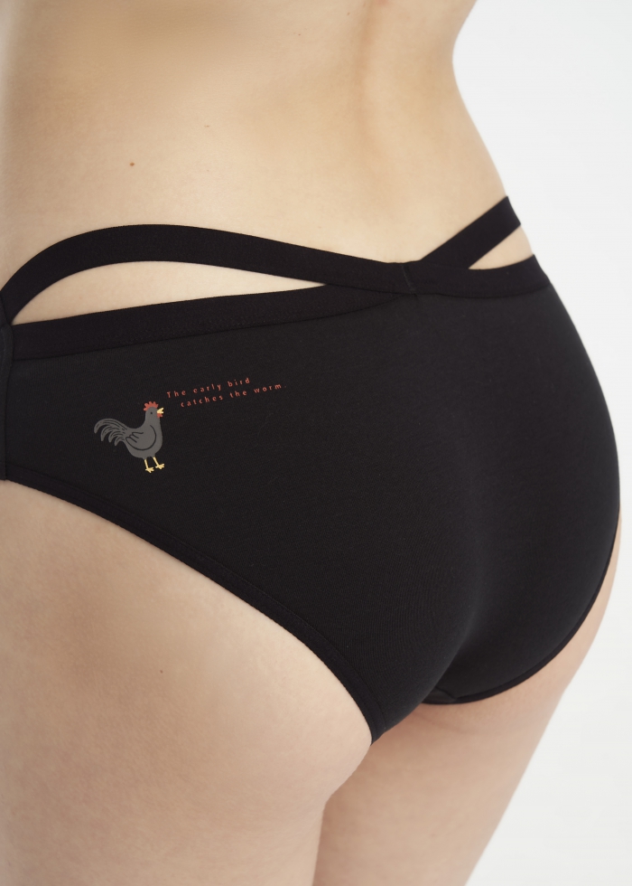 Harvest Moon．Low Rise Cotton Crossed Back Brief Panty(Croissant - Countryside Bow)