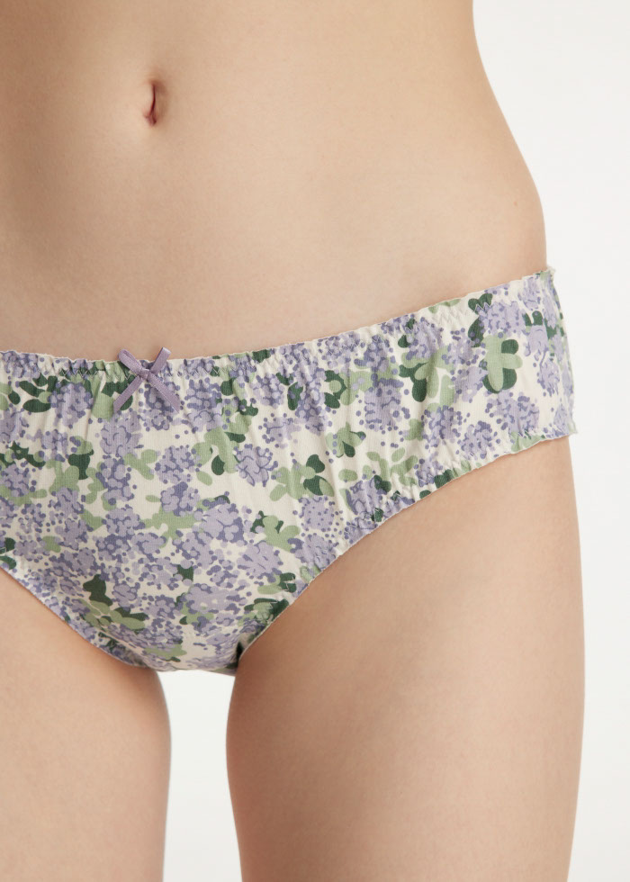Harvest Moon．Mid Rise Cotton Ruffled Brief Panty(Hedgehog Embroidery)
