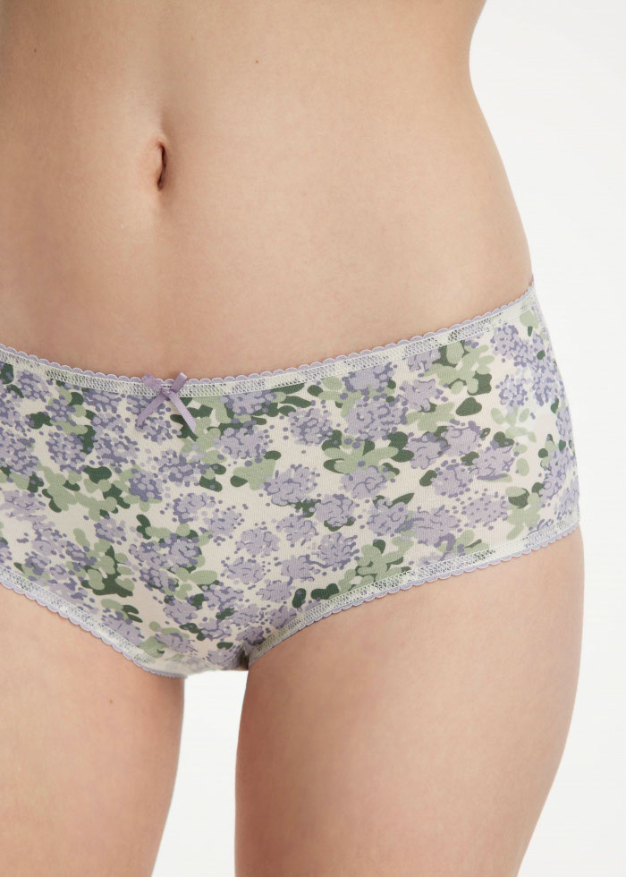 Harvest Moon．High Rise Cotton Picot Elastic Brief Panty(Moon Mist - Countryside Bow)