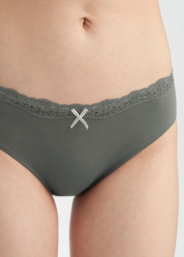 Harvest Moon．Mid Rise Cotton Lace Detail Hipster Panty(Rock Ridge - Countryside Bow)