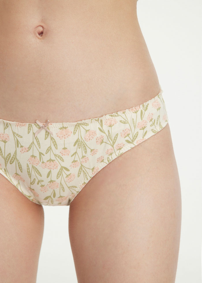 Expression of Love．Low Rise Cotton Ruffled Brief Panty(Cotton Flower Pattern)