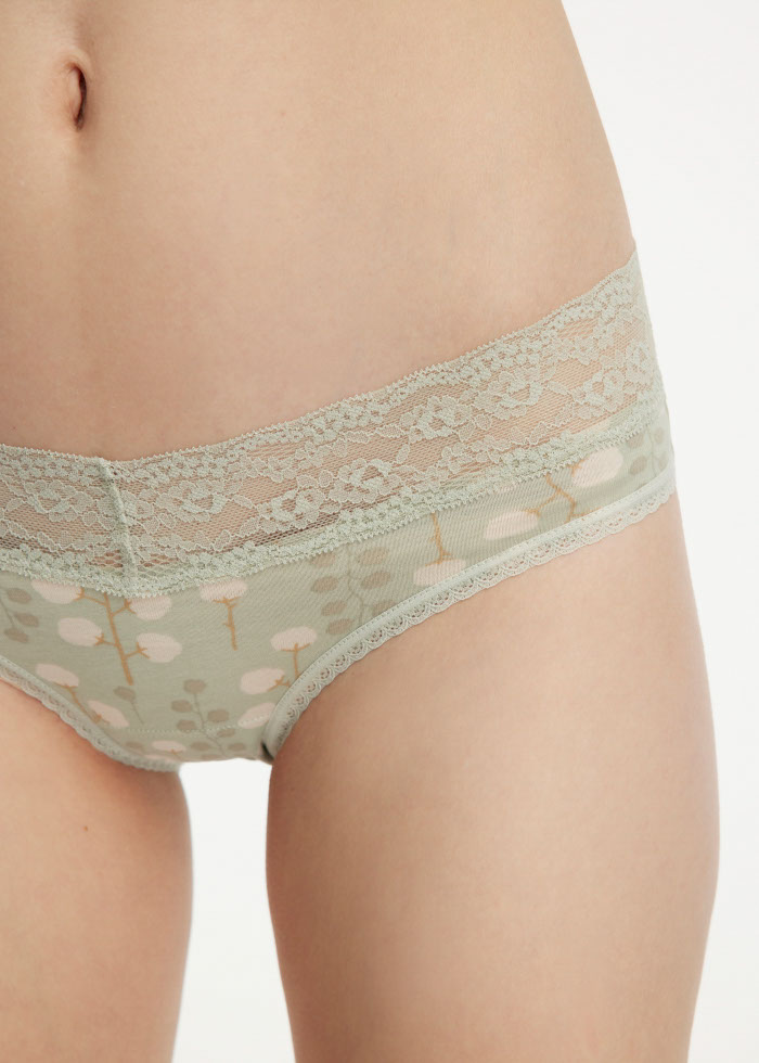 Expression of Love．Low Rise Cotton V Lace Waist Brief Panty(Cameo Brown)