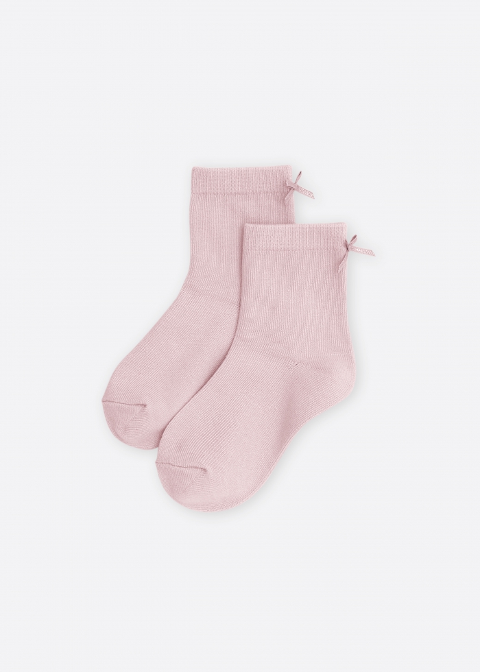 (2-Pack) little lady．Girls Mid Calf Socks(Pink/Grey)