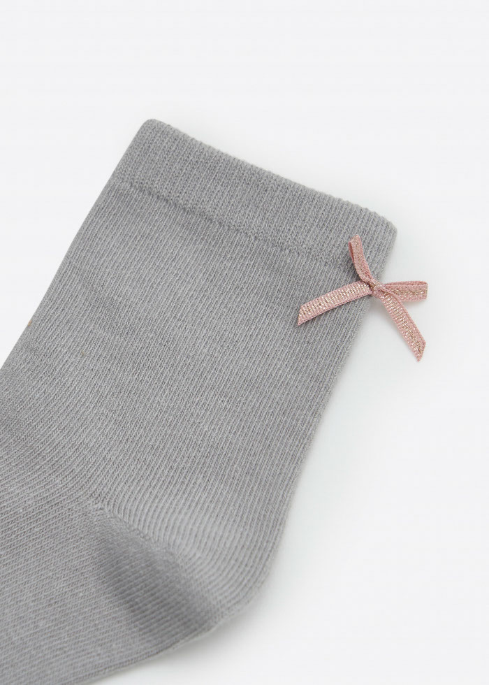 (2-Pack) little lady．Girls Mid Calf Socks(Pink/Grey)