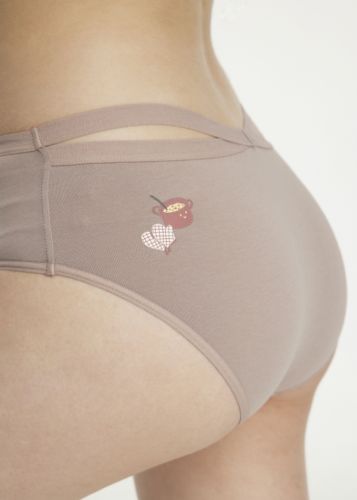 Expression of Love．Mid Rise Cotton Crossed Back Brief Panty(Silver Filigree)