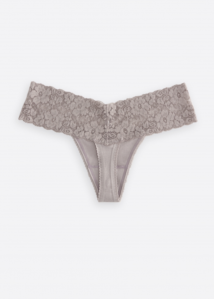 Love Language．Low Rise Cotton V Lace Waist Thong Panty(Abyss)