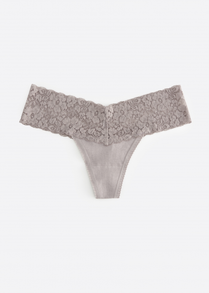 Love Language．Low Rise Cotton V Lace Waist Thong Panty(Abyss)