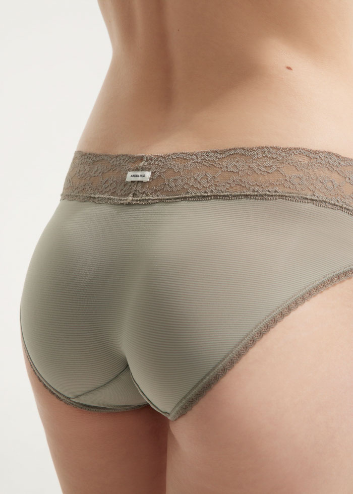 Cool Series．Low Rise Cool V Lace Waist Brief Panty(Ash Rose)