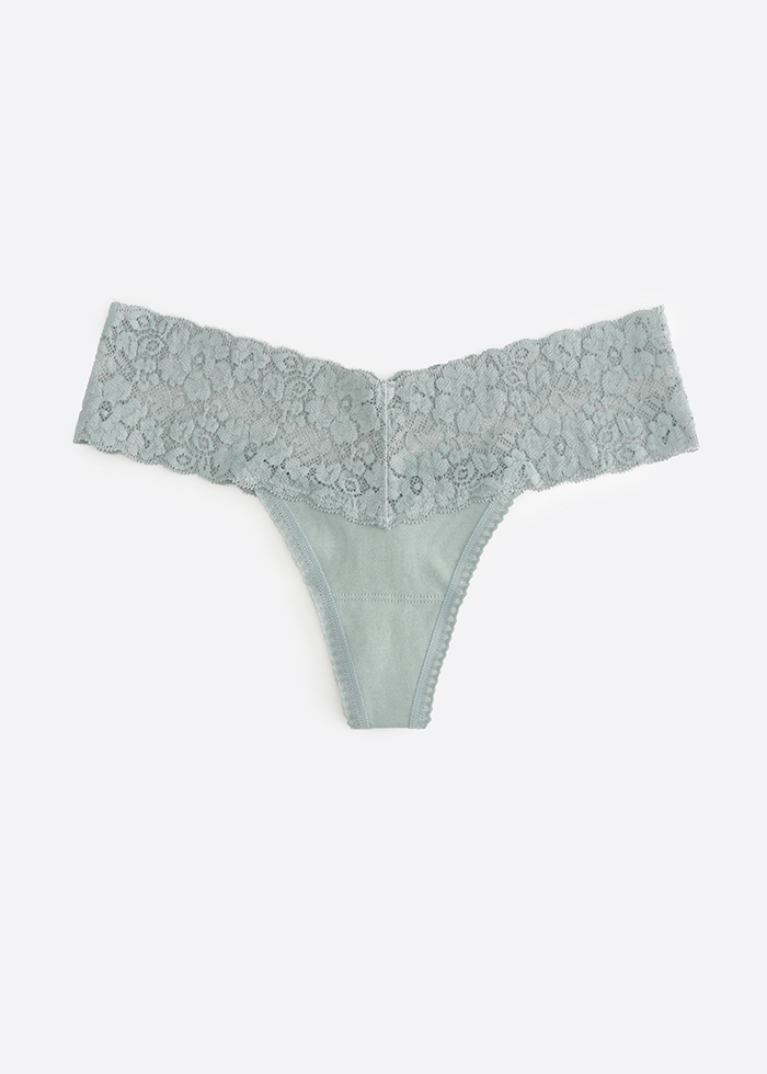Love Language．Low Rise Cotton V Lace Waist Thong Panty（Abyss）