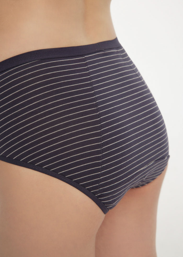 Azure Sea．High Rise Cotton Period Brief Panty(Stripe Pattern)