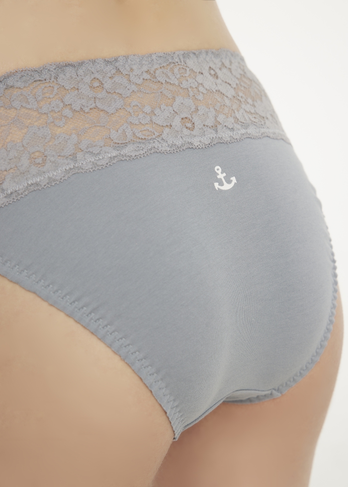 Hygiene Series • Mid Rise Cotton Stretch Lace Waist Brief Panty