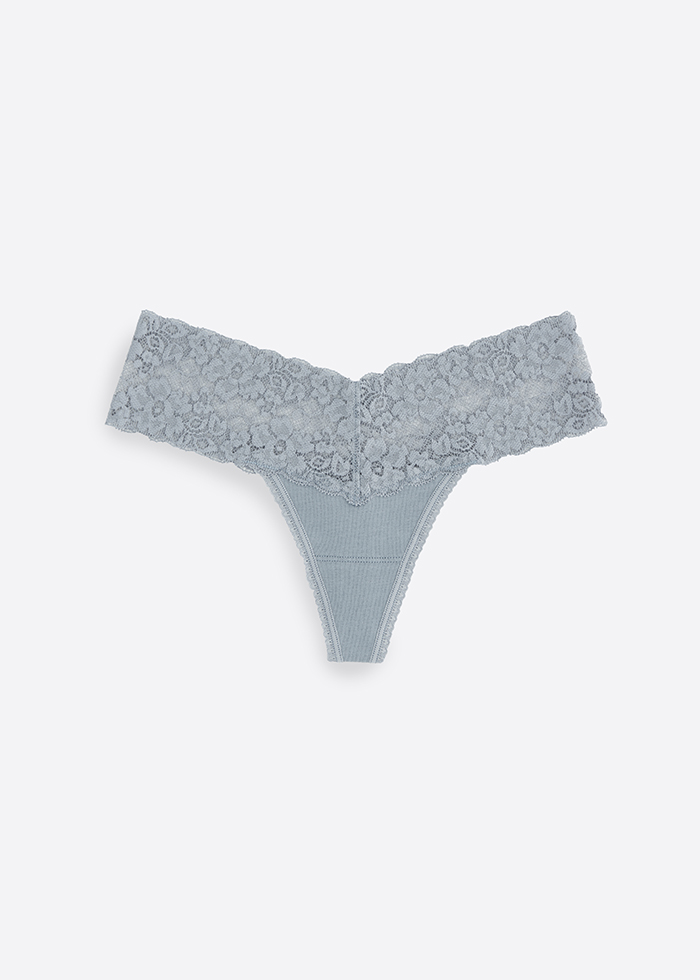 Under the sea．Low Rise Cotton V Lace Waist Thong Panty（Quarry）