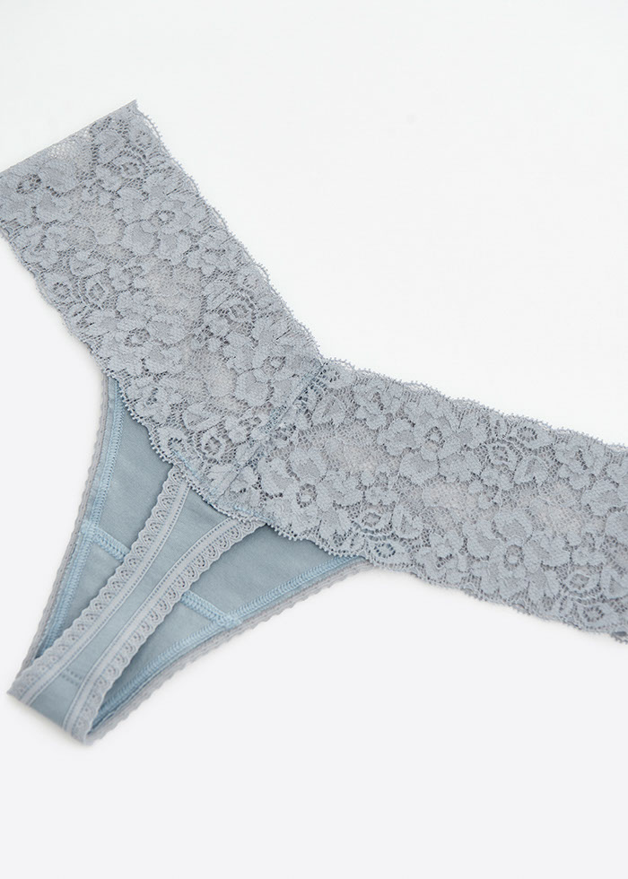 Under the sea．Low Rise Cotton V Lace Waist Thong Panty(Quarry)