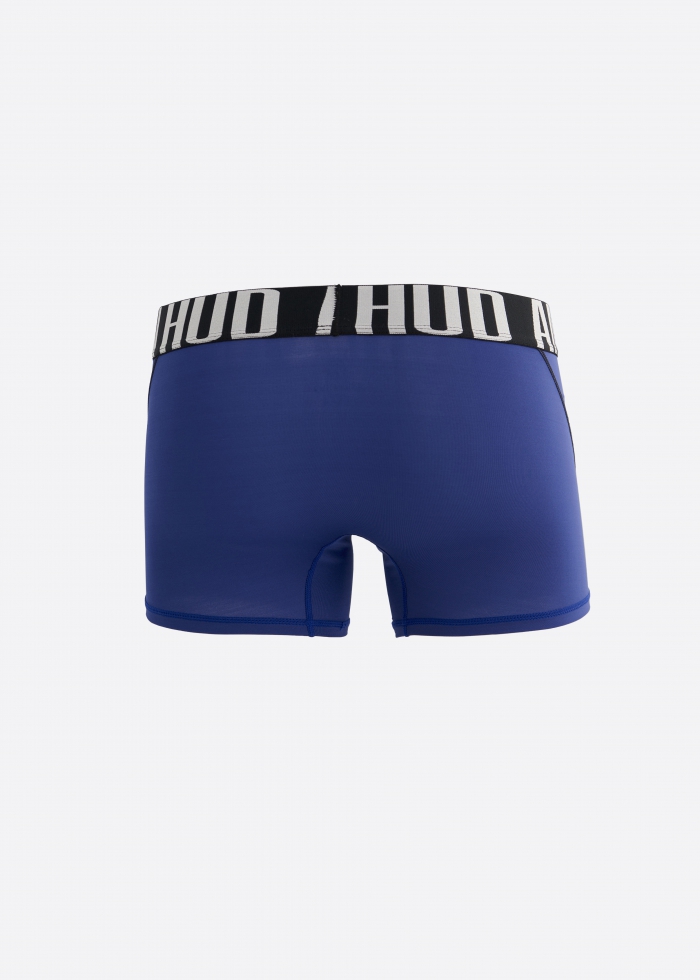 男款_吸濕排汗機能系列．短版變化平口內褲(星系藍-黑白寬緊帶)