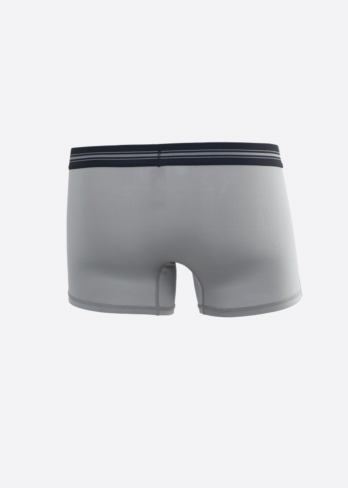 男款_吸濕排汗機能系列．短版腰帶平口內褲(黑-暗紅寬緊帶)