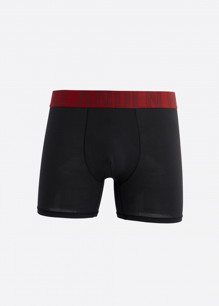 Moisture-Wicking Collection．Men Jacquard Boxer Brief Underwear（AH Waistband - Chili Pepper）