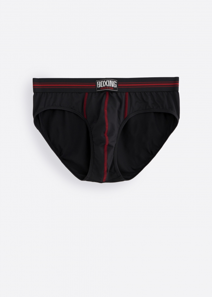 Moisture-Wicking Collection．Men Brief Underwear(AH Waistband - Black)