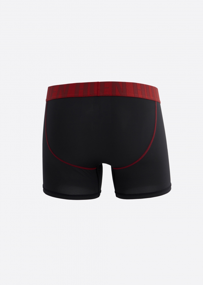 Moisture-Wicking Collection．Men Boxer Brief Underwear(AH Waistband - Black)