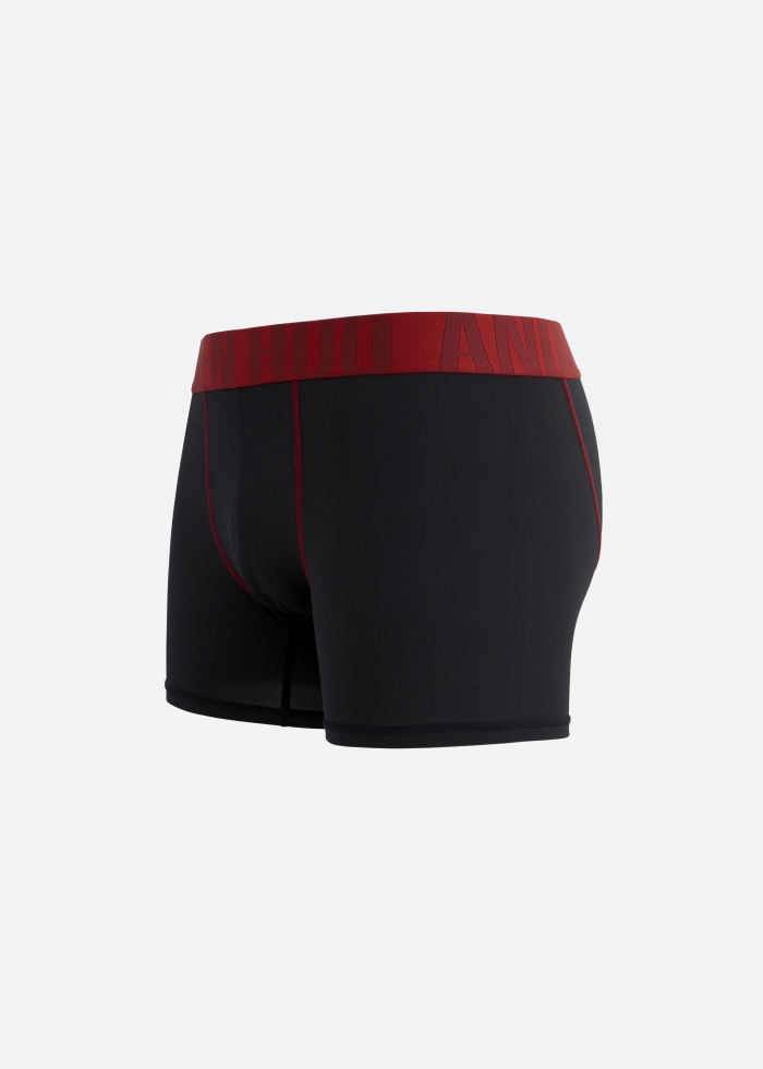 Moisture-Wicking Collection．Men Boxer Brief Underwear(AH Waistband - Black)