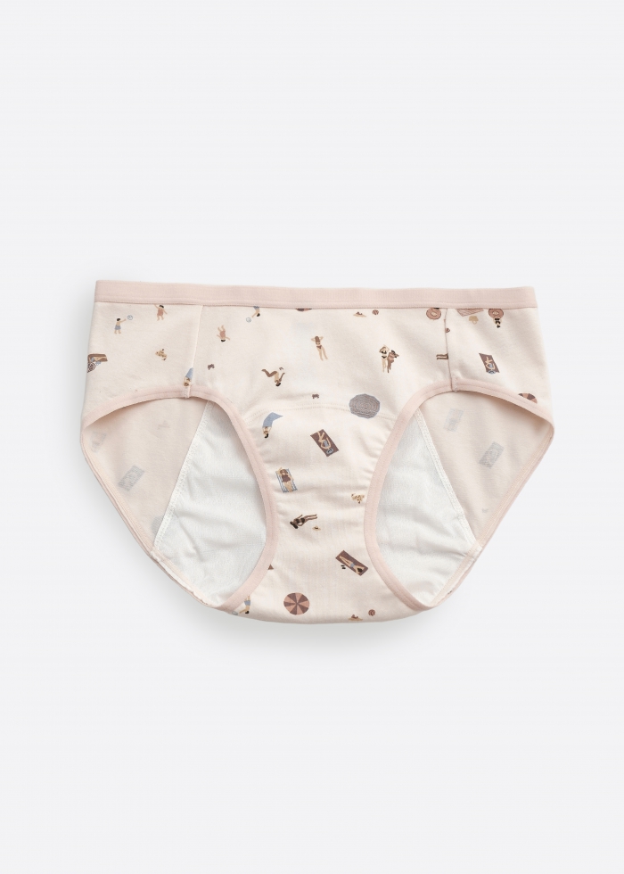 Holiday Moment．Mid Rise Cotton Period Brief Panty(Palmy Shade Pattern)