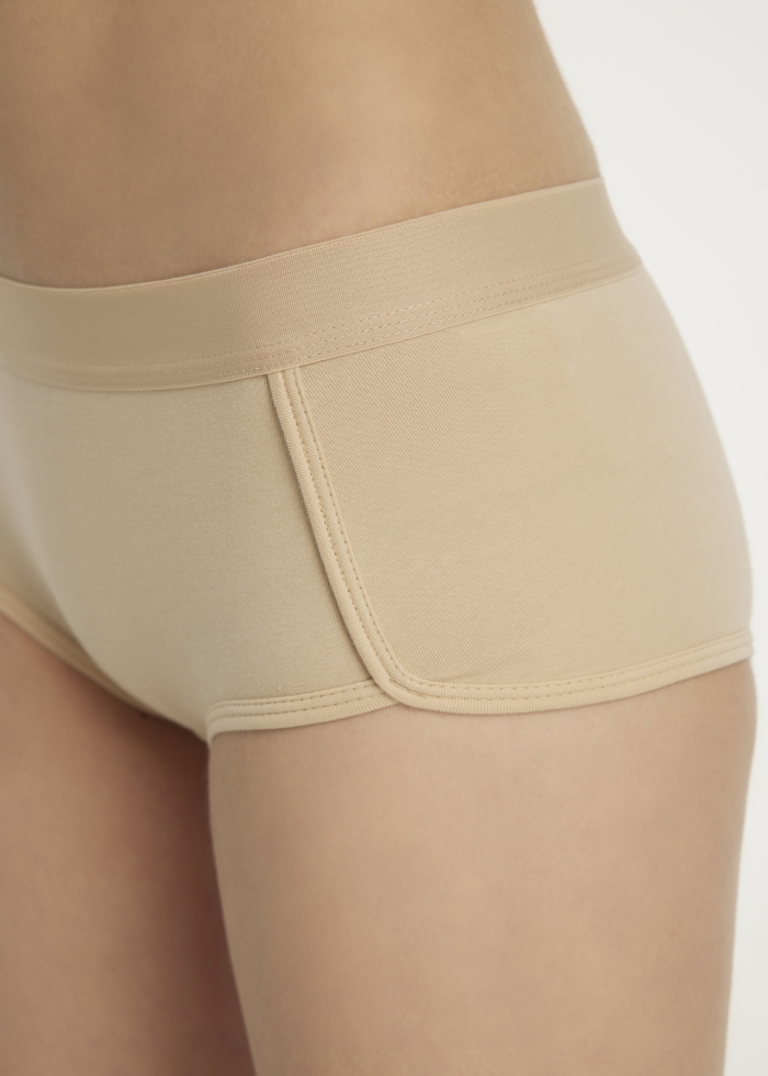Summer Style．Mid Rise Cotton Shortie Panty(Shifting Sand)