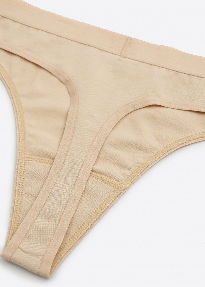 Sunny Vibes．Low Rise Waistband Cotton Thong Panty(Shifting Sand)