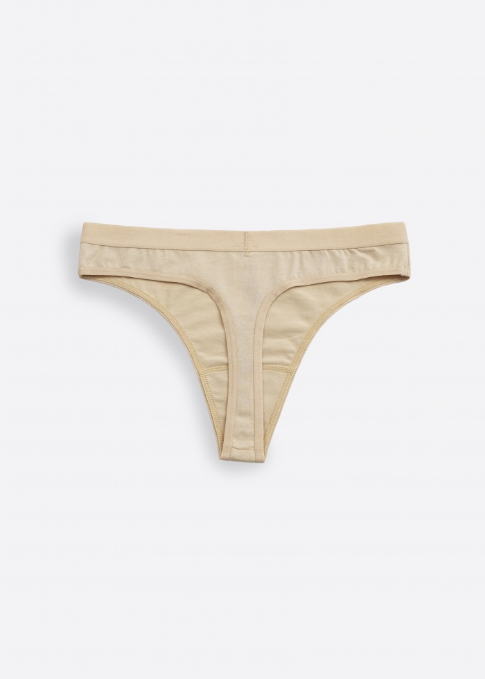 Sunny Vibes．Low Rise Waistband Cotton Thong Panty(Shifting Sand)