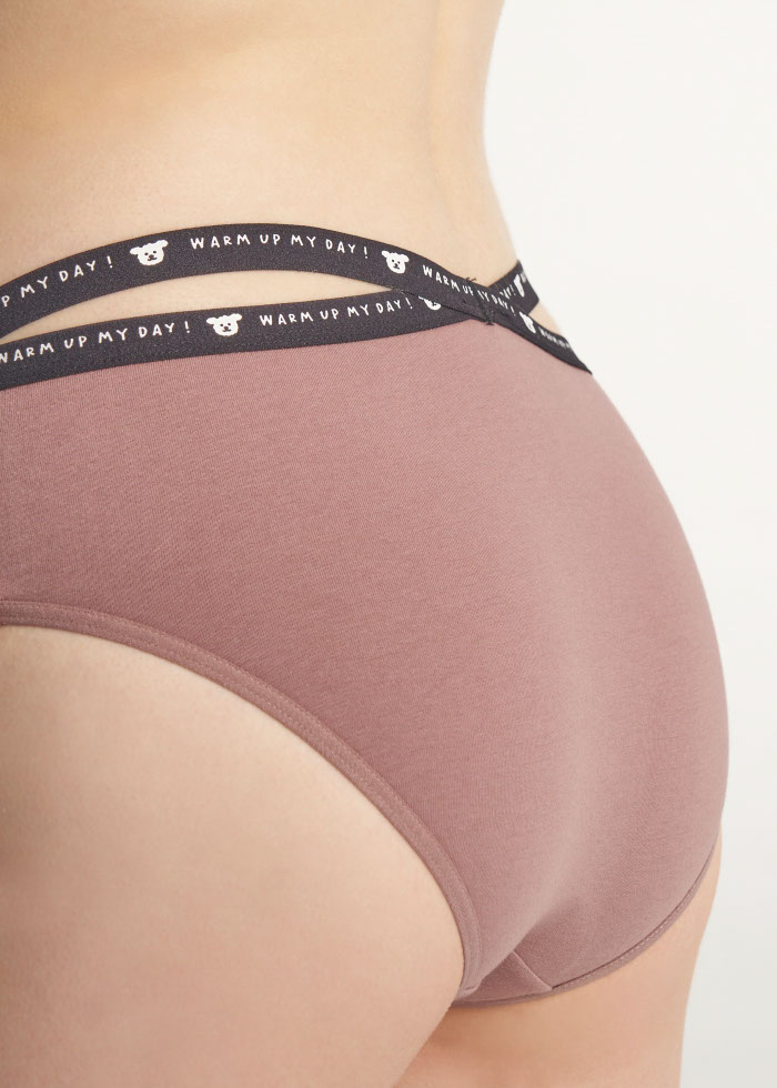 By your side．Mid Rise Cotton Crossed Back Brief Panty(Puppy Waistband)
