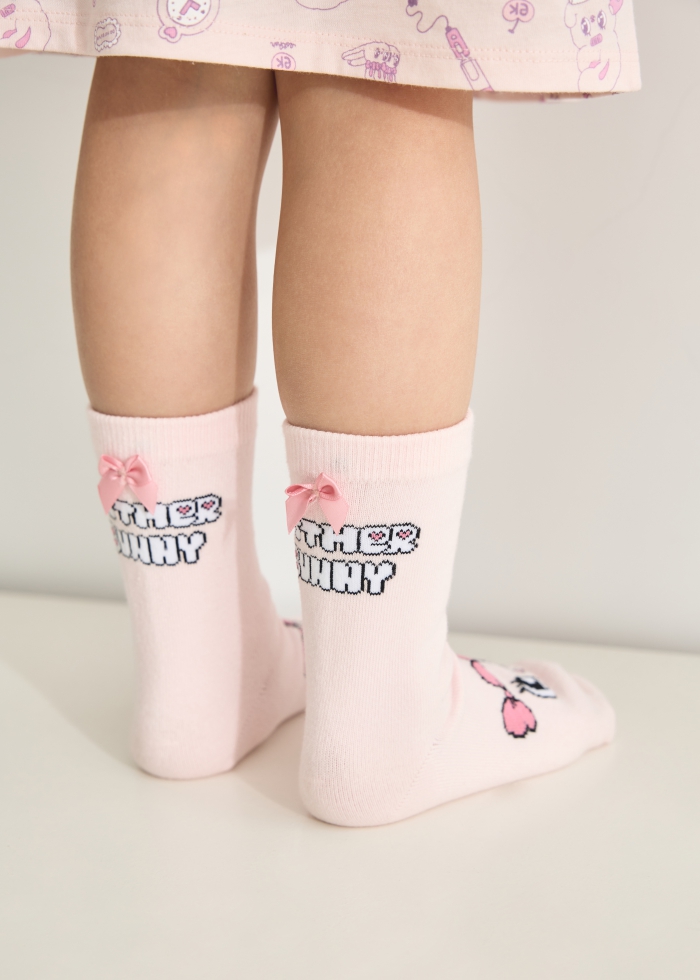 Esther Bunny．Girls Mid Calf Socks（Pink）