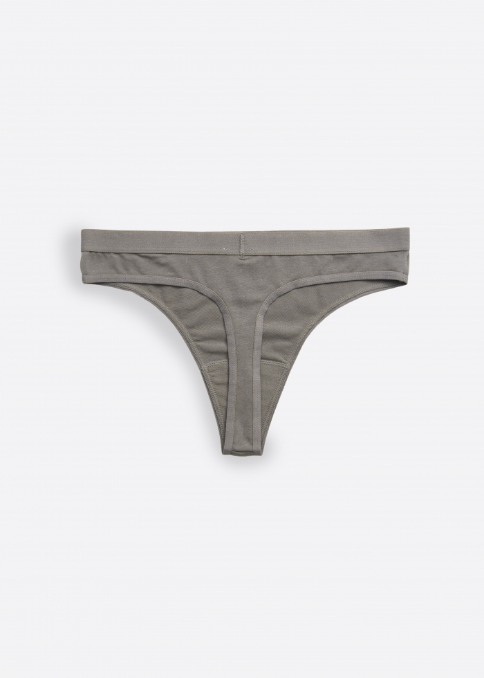Warm me up．Low Rise Waistband Cotton Thong Panty(Elephant Skin)