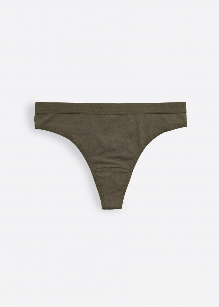 Warm me up．Low Rise Waistband Cotton Thong Panty(Elephant Skin)