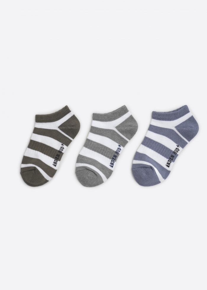 (3-Pack) Hygiene Series．Boys Ankle Socks（Color Stripe）