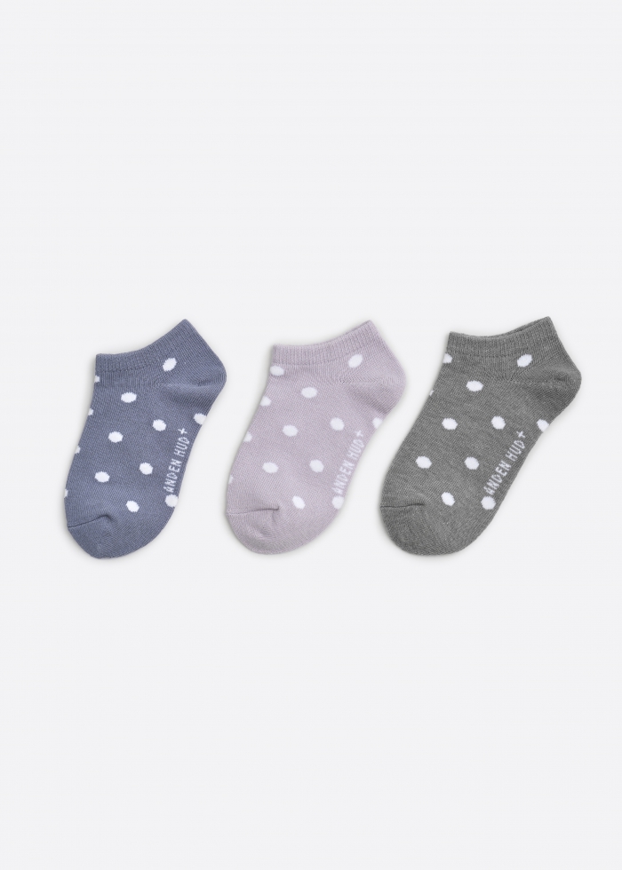 (3-Pack) Hygiene Series．Girls Ribbing Ankle Socks（Color Dot）