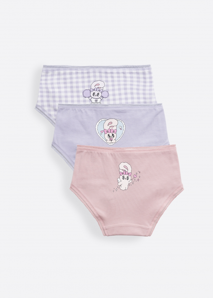 3-Pack)Esther Bunny Series．Girls Brief Panty(Cheeky Sweetheart)