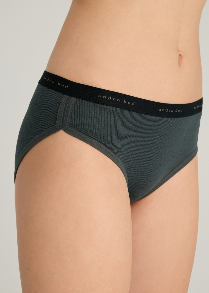 Ribbed Modal Series．Mid Rise Modal Hipster Panty(Black)