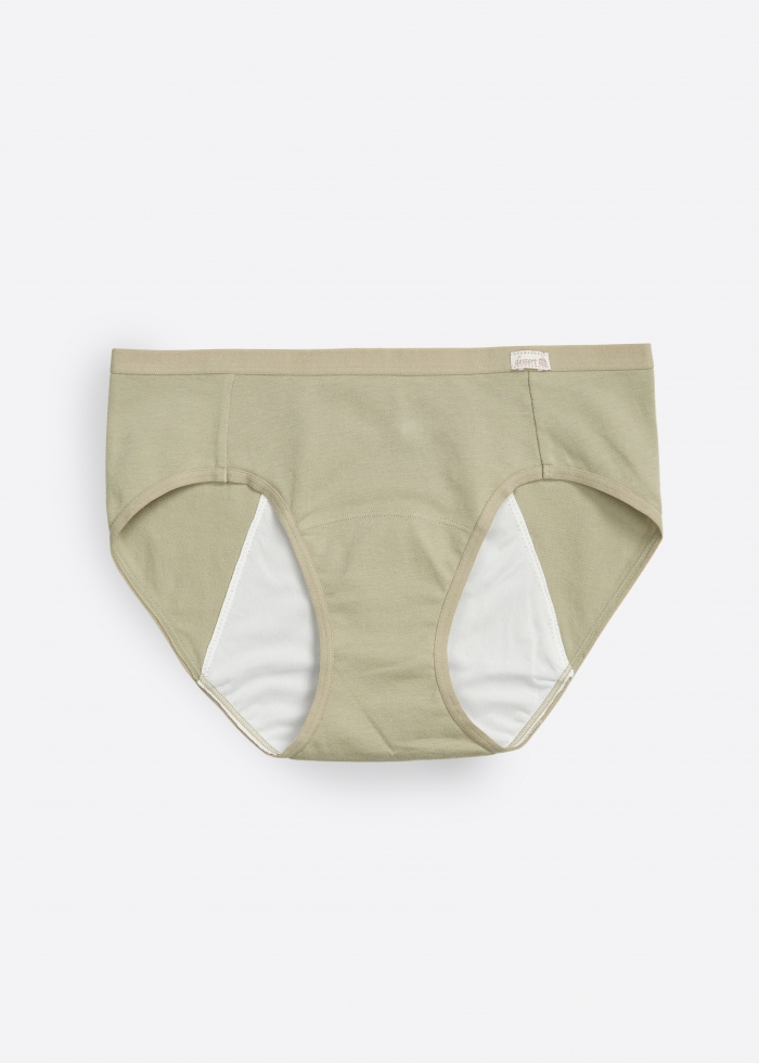 Taste of Happiness．Mid Rise Cotton Period Brief Panty（Moss Gray-Dessert）