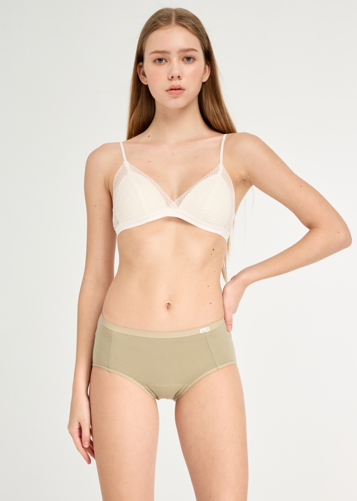 Taste of Happiness．High Rise Cotton Period Brief Panty（Moss Gray-Dessert）