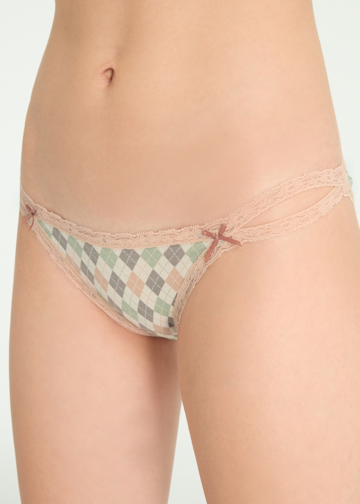 Heartwarming Baking．Low Rise Cotton Double Lace Strap Bikini Panty(Sweet Taste Pattern)