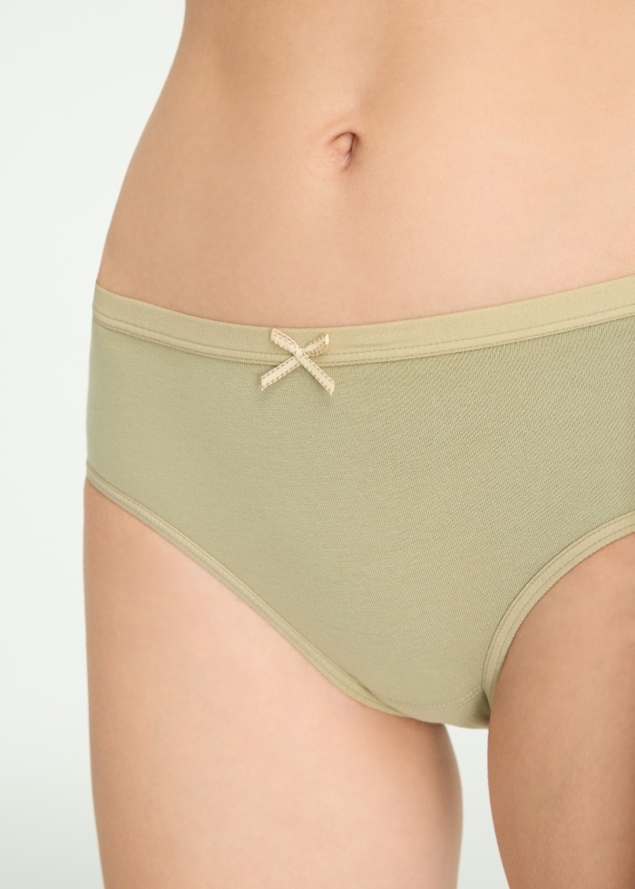 Heartwarming Baking．Mid Rise Cotton Crossed Back Brief Panty(Brushed Nickel-Dotted Ribbon)