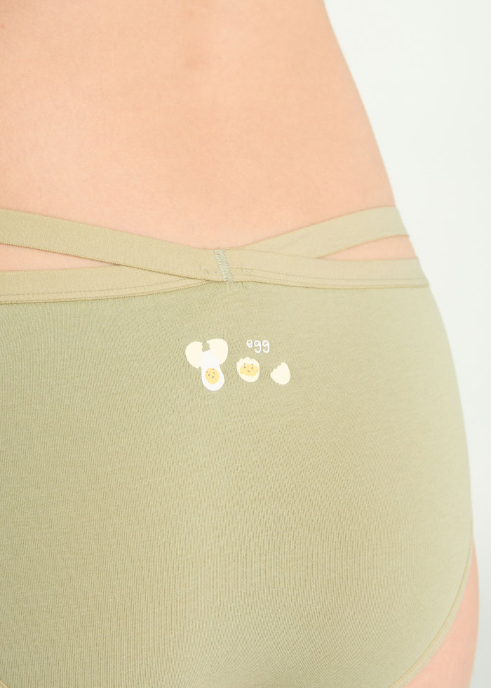 Heartwarming Baking．Mid Rise Cotton Crossed Back Brief Panty(Brushed Nickel-Dotted Ribbon)