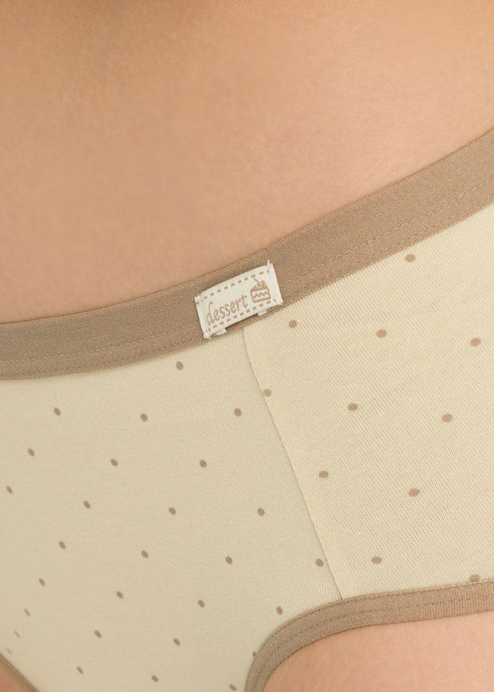 Hygiene Series．Mid Rise Cotton Brief Panty(Tiramisu Dot Pattern)