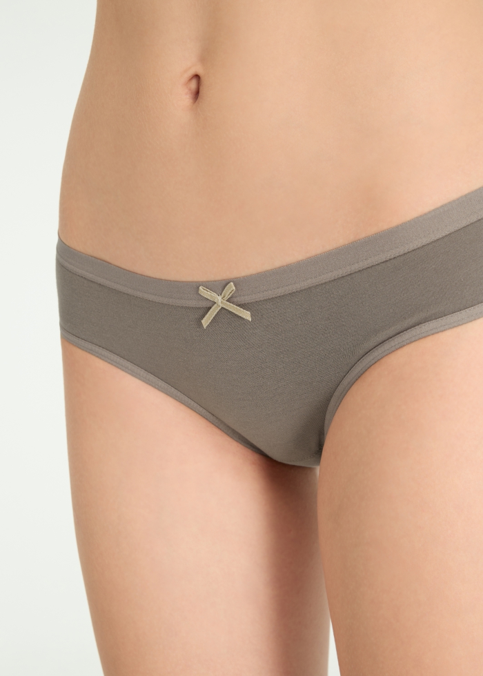 Heartwarming Baking．Low Rise Cotton Crossed Back Brief Panty(Brushed Nickel-Dotted Ribbon)